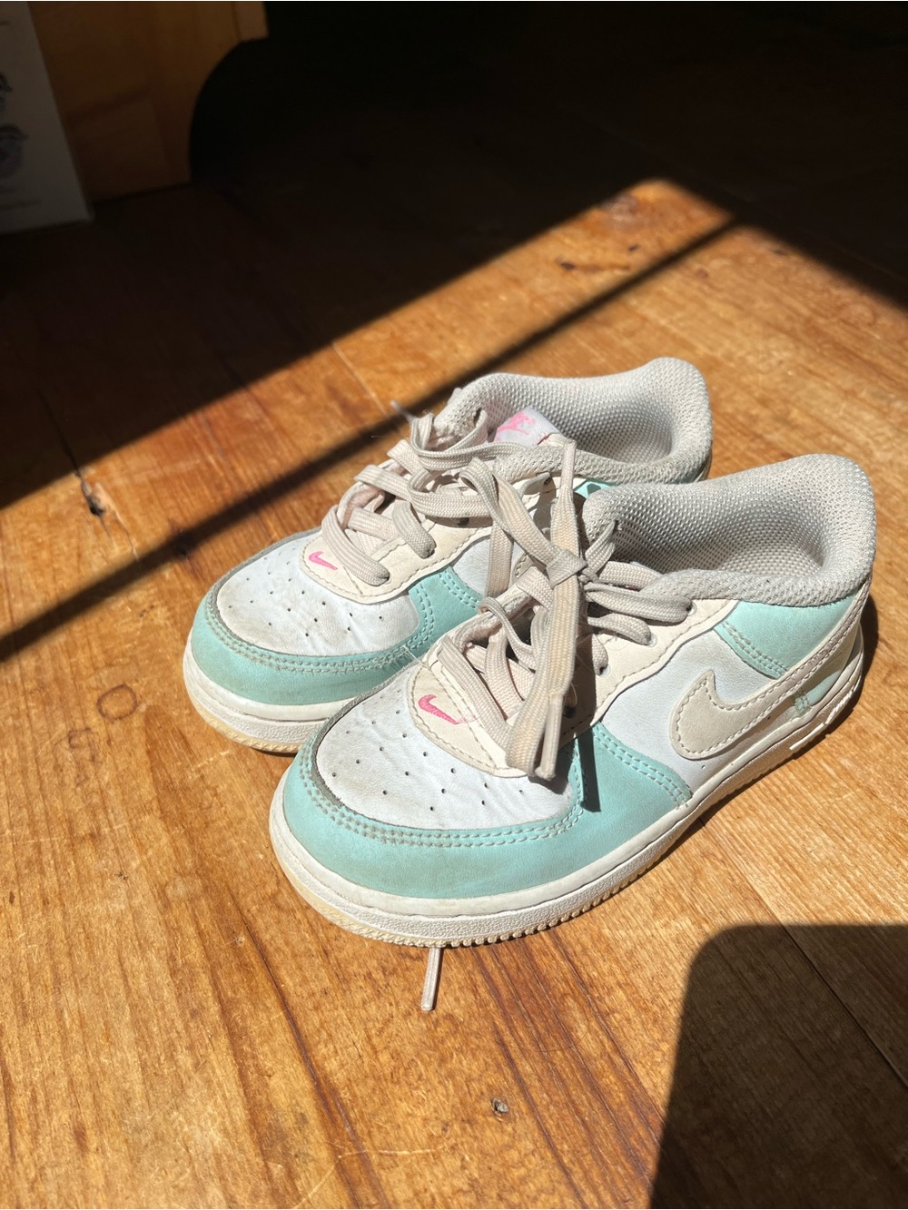 9C Nike Air Max kids shoes white blue